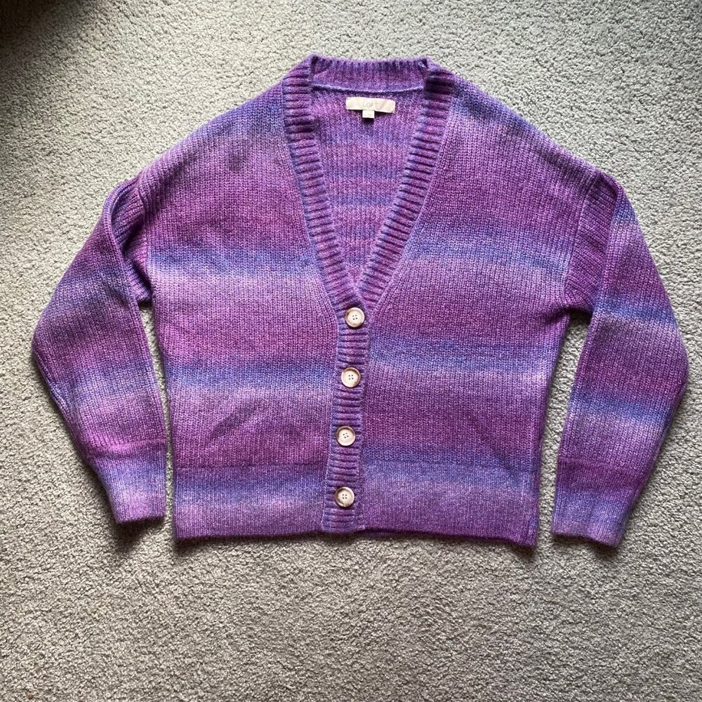 Women's Loft Spacedye Ribbed V-Neck Cardigan - Size L